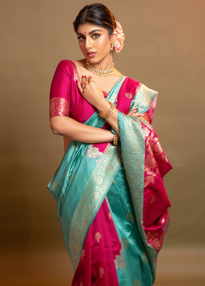 Pink Spun Silk Saree With Blouse Piece - Indian Silk House Agencies