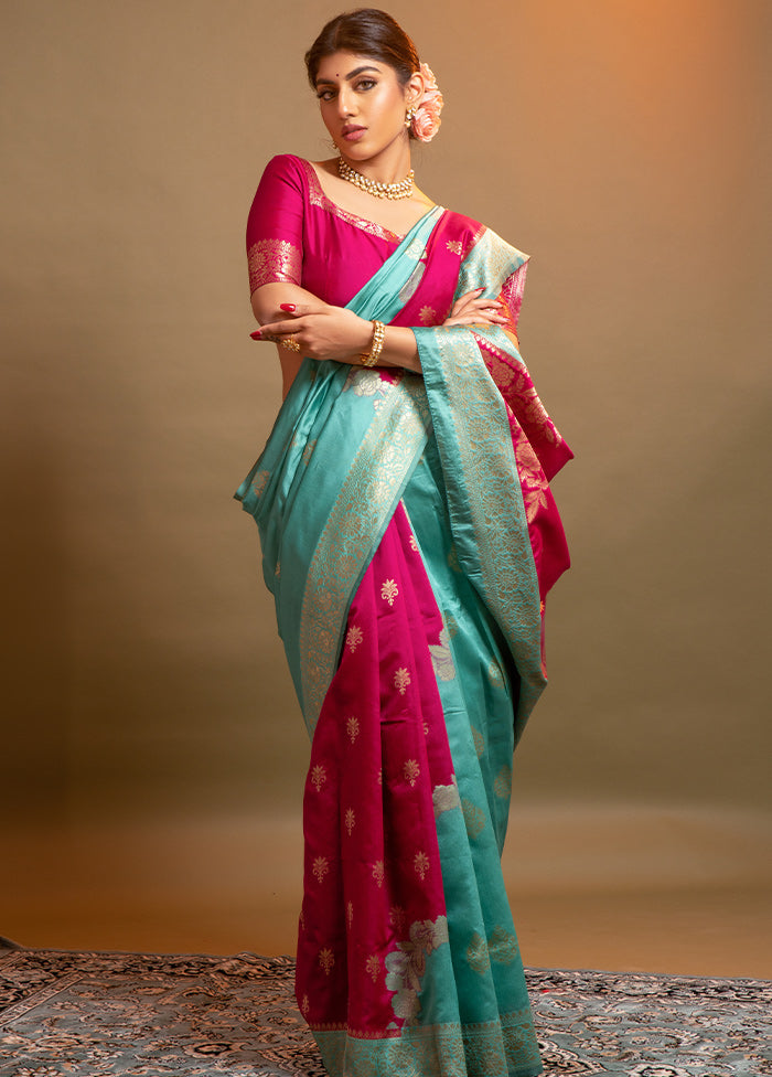 Pink Spun Silk Saree With Blouse Piece - Indian Silk House Agencies