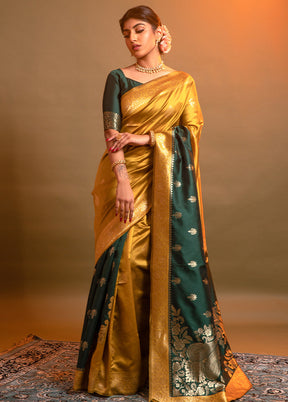 Mustard Spun Silk Saree With Blouse Piece - Indian Silk House Agencies