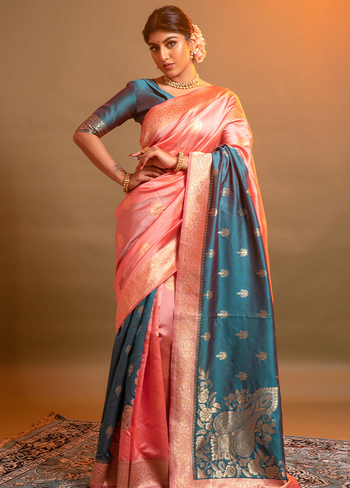 Blue Spun Silk Saree With Blouse Piece - Indian Silk House Agencies