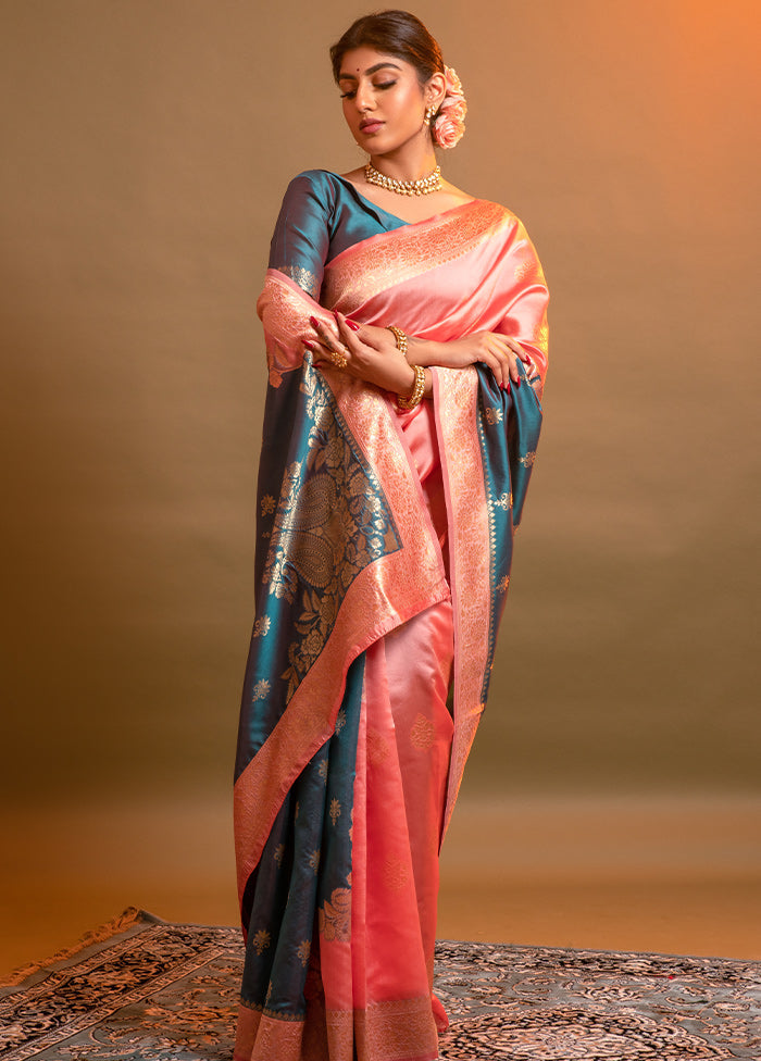 Blue Spun Silk Saree With Blouse Piece - Indian Silk House Agencies