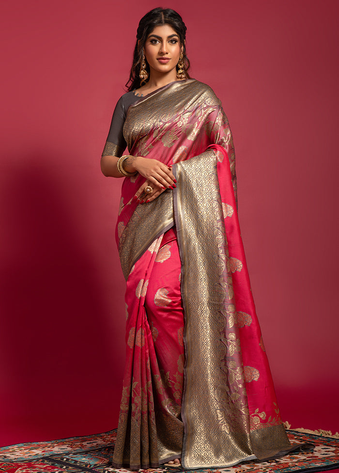 Rust Spun Silk Saree With Blouse Piece - Indian Silk House Agencies