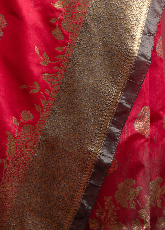 Rust Spun Silk Saree With Blouse Piece - Indian Silk House Agencies