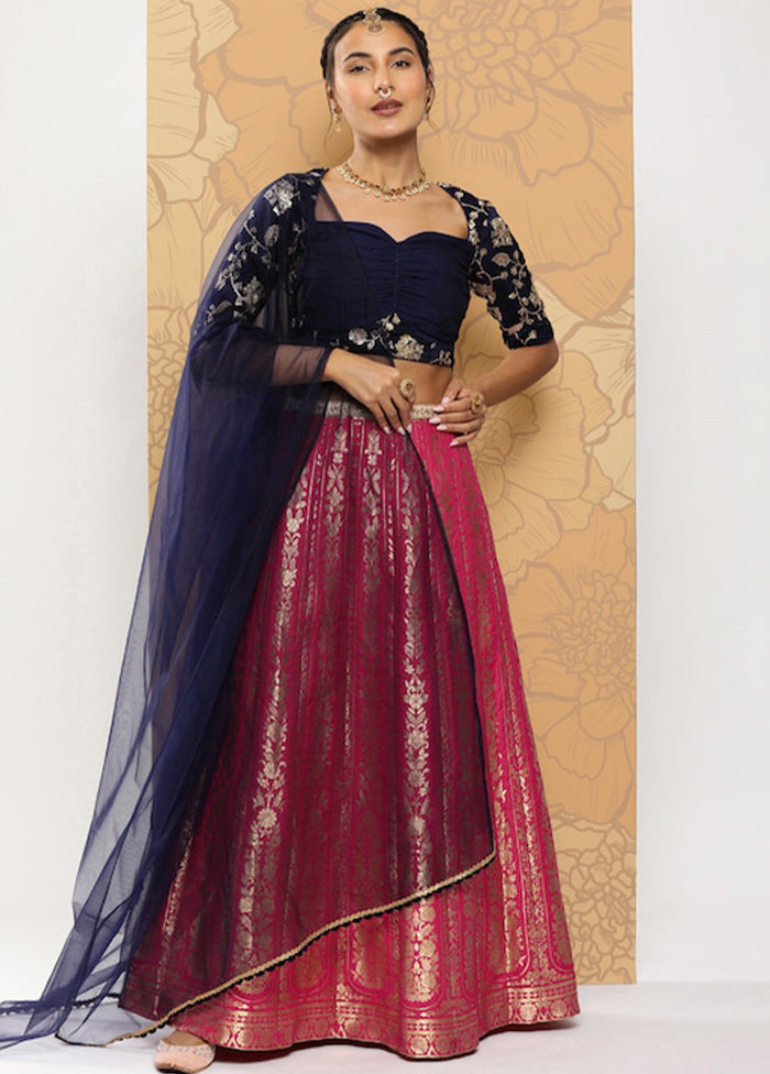 3 Pc Pink Silk Readymade Lehenga Set