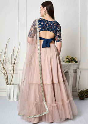 3 Pc Pink Georgette Readymade Lehenga Set