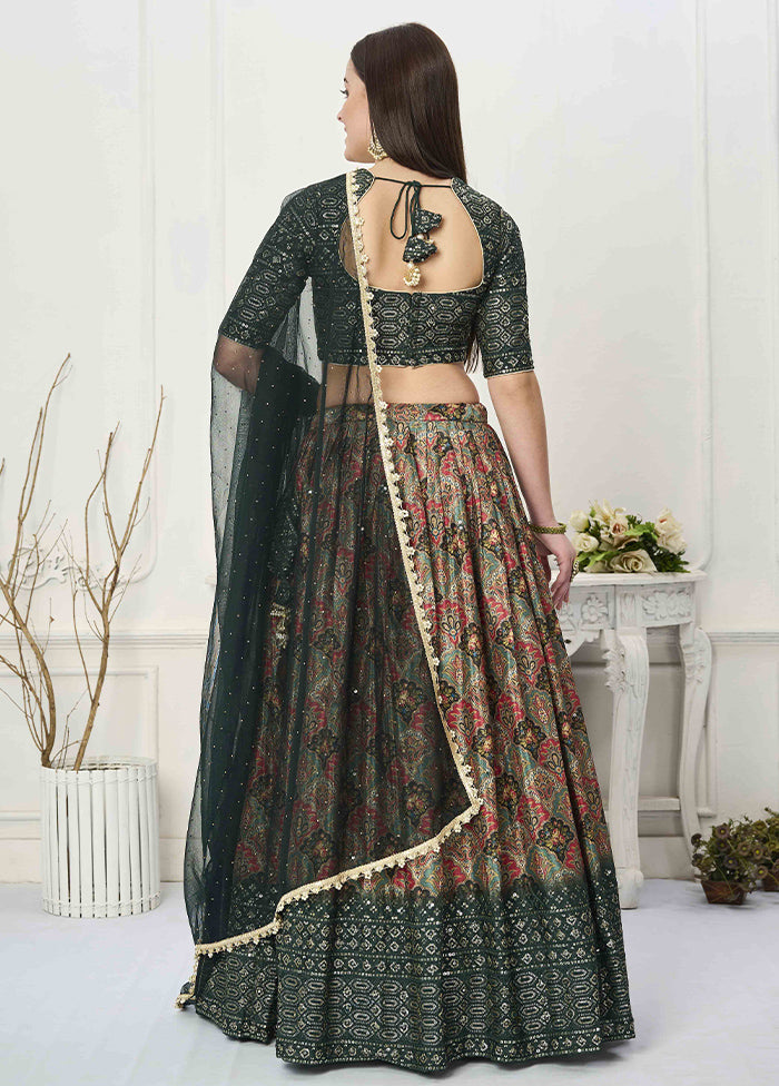 3 Pc Multicolor Silk Readymade Lehenga Set