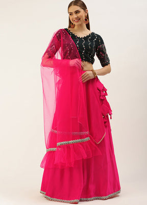 3 Pc Pink Silk Readymade Lehenga Set