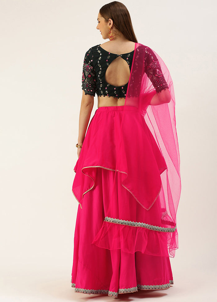 3 Pc Pink Silk Readymade Lehenga Set