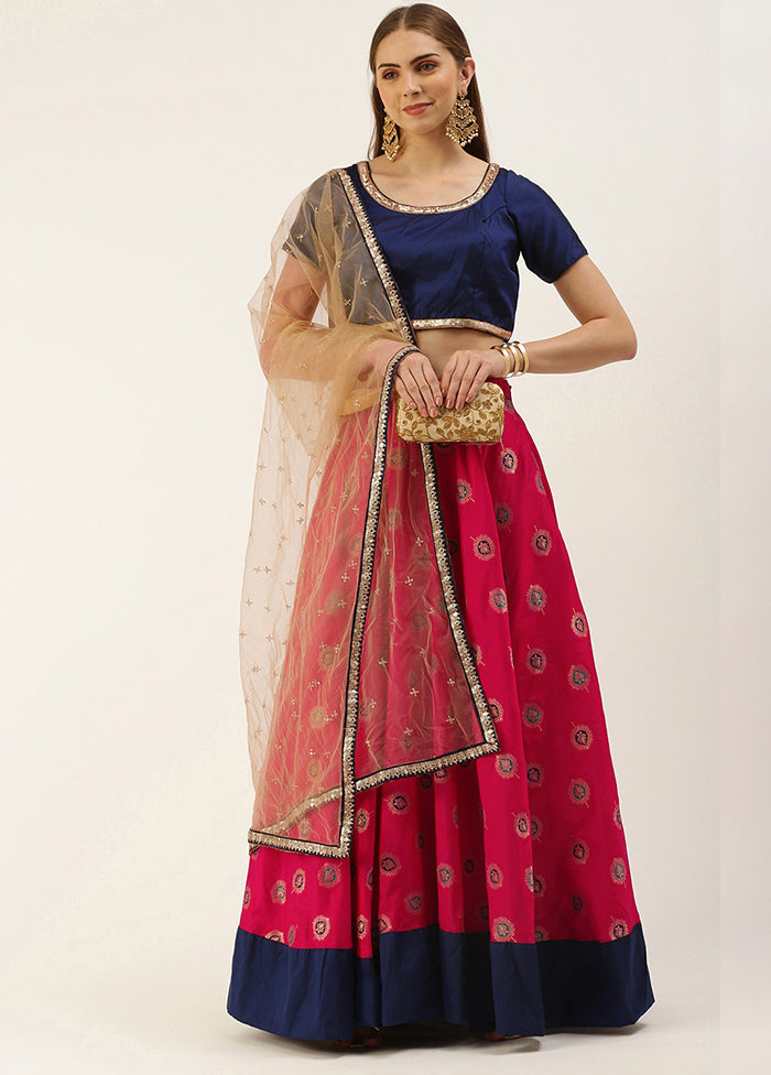 3 Pc Pink Silk Readymade Lehenga Set