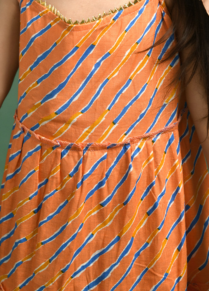 Peach Cotton Gota Work Dress - Indian Silk House Agencies