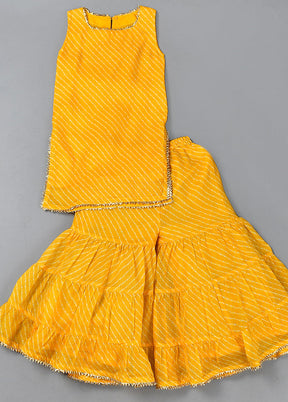 Yellow Cotton Gota Work Ghagra Set - Indian Silk House Agencies