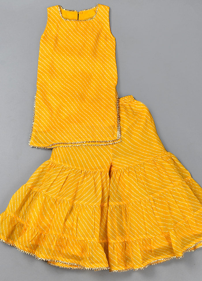 Yellow Cotton Gota Work Ghagra Set - Indian Silk House Agencies