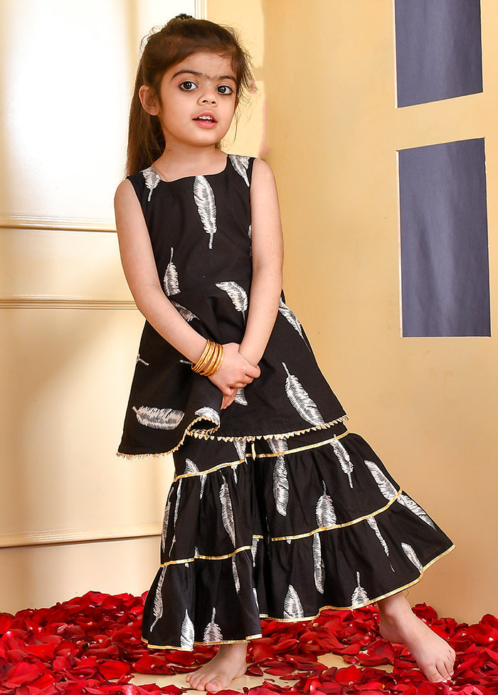 Black Cotton Block Print Ghagra Set - Indian Silk House Agencies