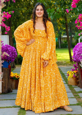 Yellow Readymade Georgette Indian Dress