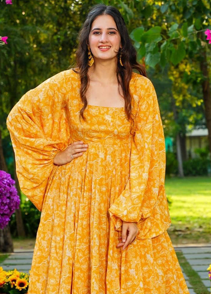 Yellow Readymade Georgette Indian Dress