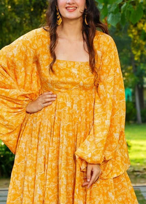 Yellow Readymade Georgette Indian Dress