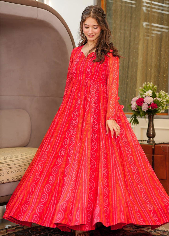 Red Readymade Georgette Indian Dress