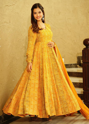 Yellow Readymade Georgette Indian Dress