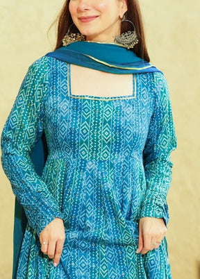 Blue Readymade Georgette Indian Dress