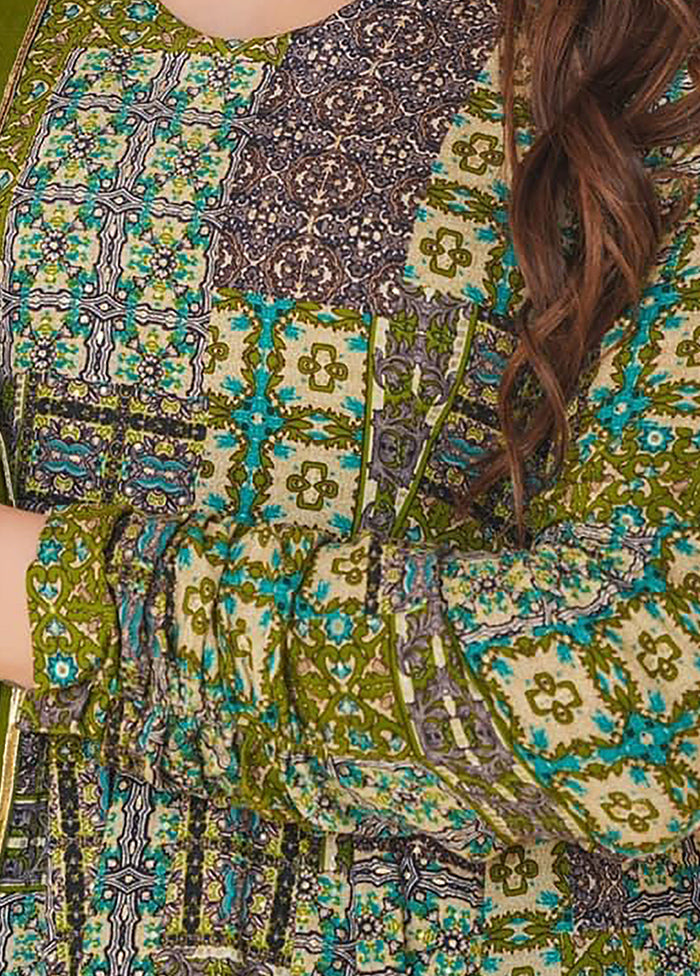 Green Readymade Rayon Indian Dress