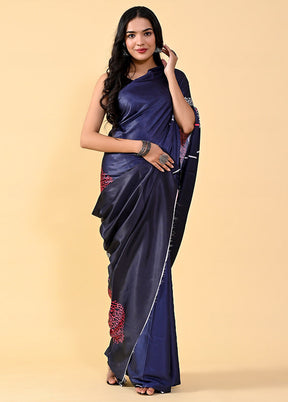 Royal Blue Chiffon Silk Printed Saree With Blouse - Indian Silk House Agencies