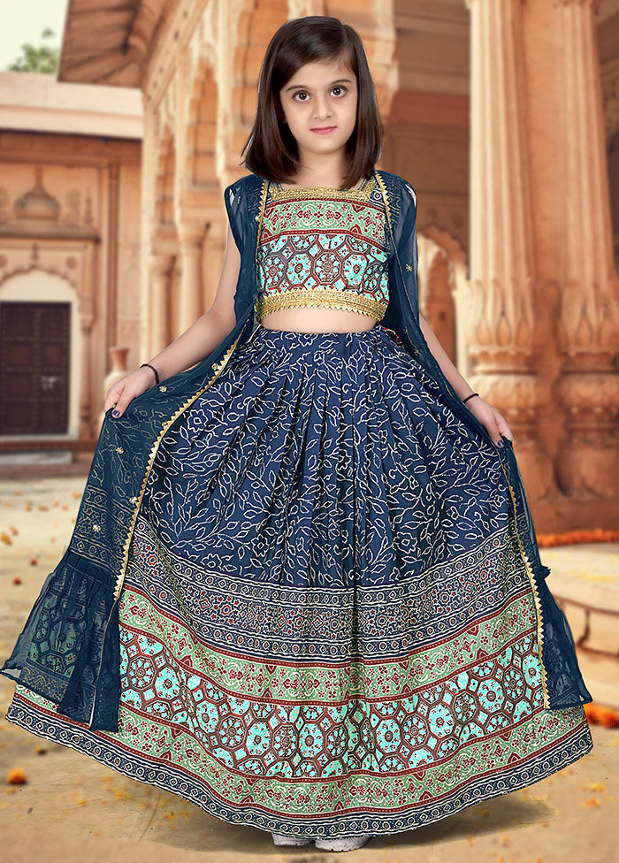 3 Pc Royal Blue Readymade Lehenga Set - Indian Silk House Agencies