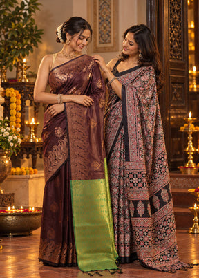 Lakshmi Aagman Duo – Maroon Kanjivaram & Multicolor Printed Silk Sarees