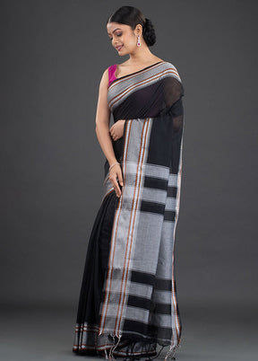 Black Pure Cotton Saree With Blouse - Indian Silk House Agencies