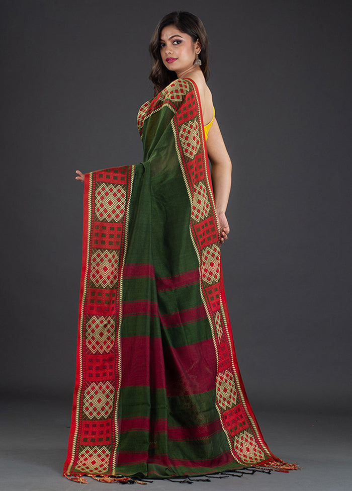 Green Pure Cotton Saree With Blouse - Indian Silk House Agencies