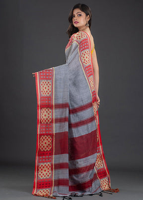 Grey Pure Cotton Saree With Blouse - Indian Silk House Agencies