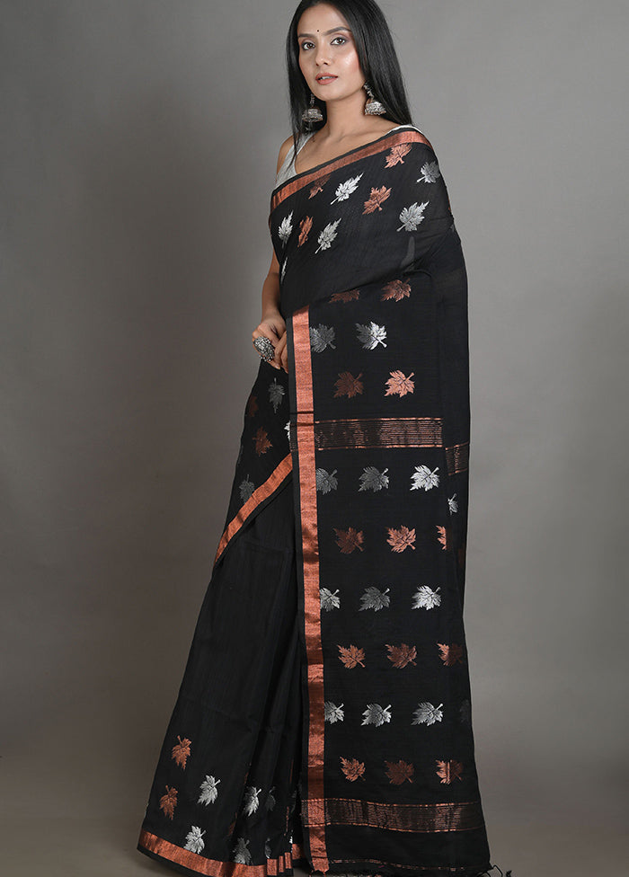 Black Linen Silk Saree With Blouse Piece - Indian Silk House Agencies