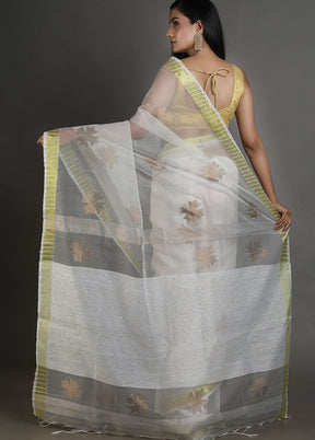 White Spun Silk Saree With Blouse Piece - Indian Silk House Agencies