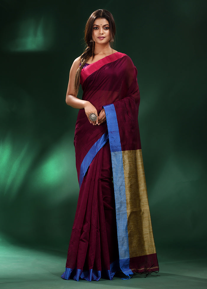 Red Cotton Saree With Blouse Piece - Indian Silk House Agencies