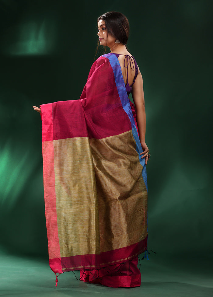 Magenta Cotton Saree With Blouse Piece - Indian Silk House Agencies