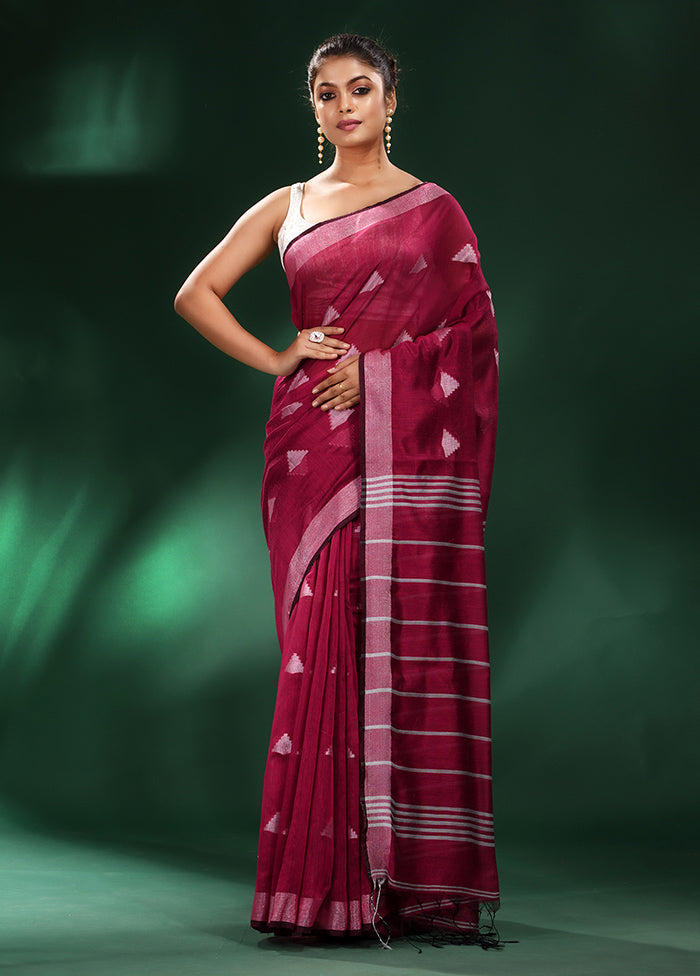 Fuchsia Cotton Saree With Blouse Piece - Indian Silk House Agencies