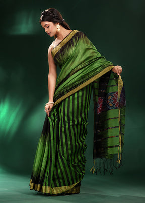 Green Cotton Saree With Blouse Piece - Indian Silk House Agencies