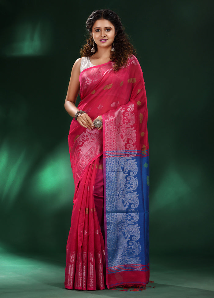 Red Cotton Saree With Blouse Piece - Indian Silk House Agencies