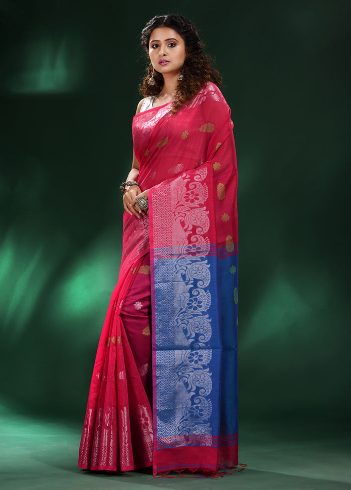 Red Cotton Saree With Blouse Piece - Indian Silk House Agencies