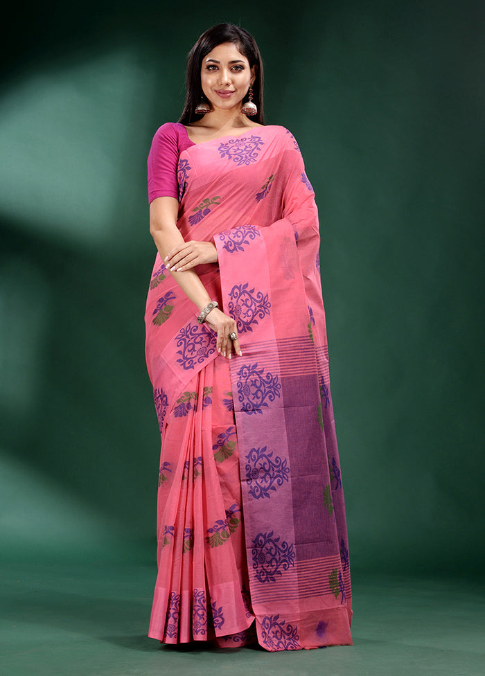 Pink Cotton Saree With Blouse Piece - Indian Silk House Agencies