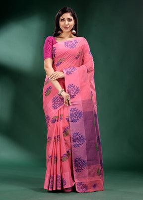 Pink Cotton Saree With Blouse Piece - Indian Silk House Agencies