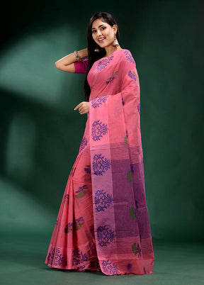 Pink Cotton Saree With Blouse Piece - Indian Silk House Agencies