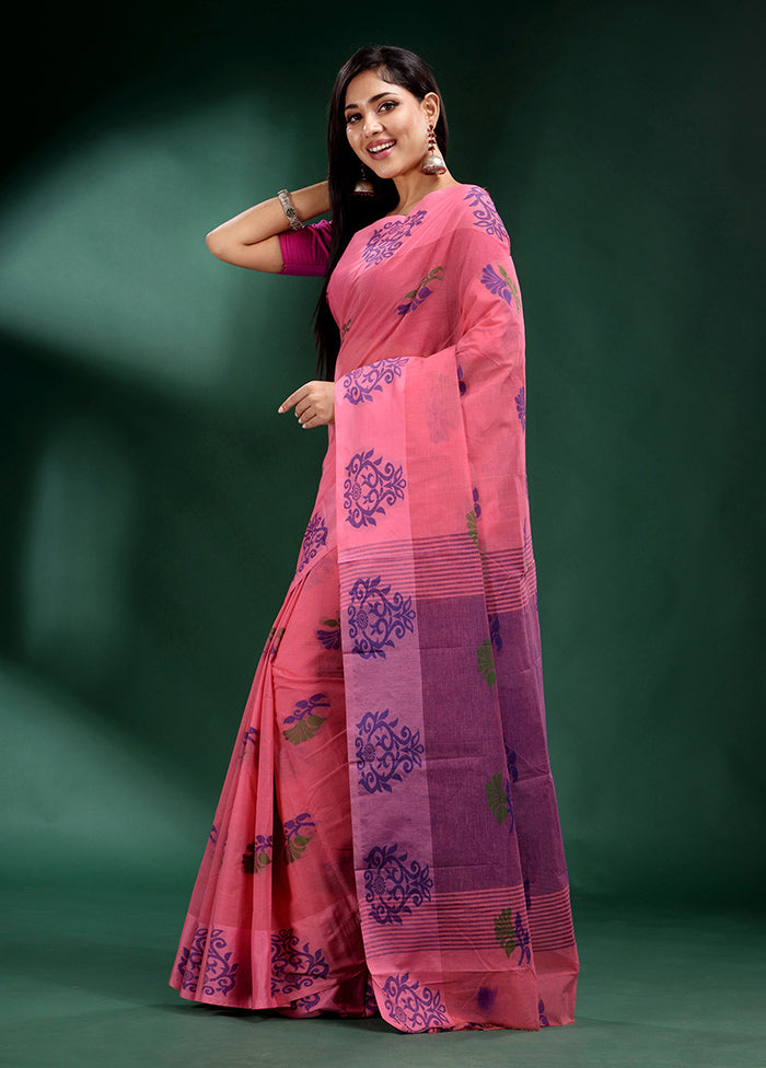 Pink Cotton Saree With Blouse Piece - Indian Silk House Agencies