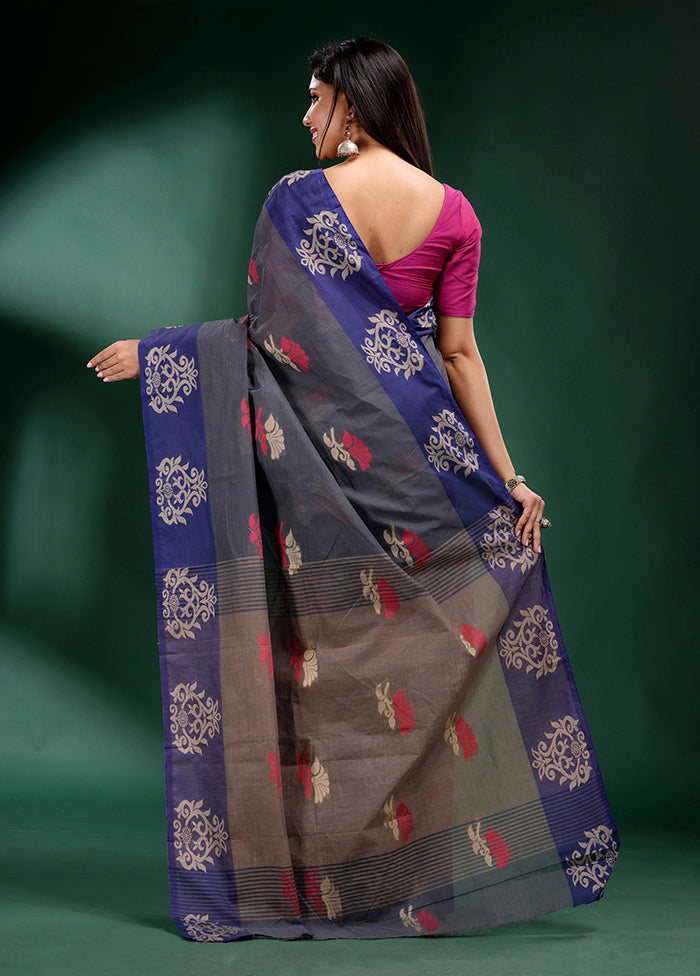 Grey Cotton Saree With Blouse Piece - Indian Silk House Agencies