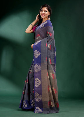 Grey Cotton Saree With Blouse Piece - Indian Silk House Agencies