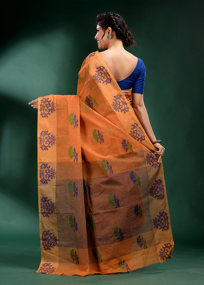 Orange Cotton Saree With Blouse Piece - Indian Silk House Agencies