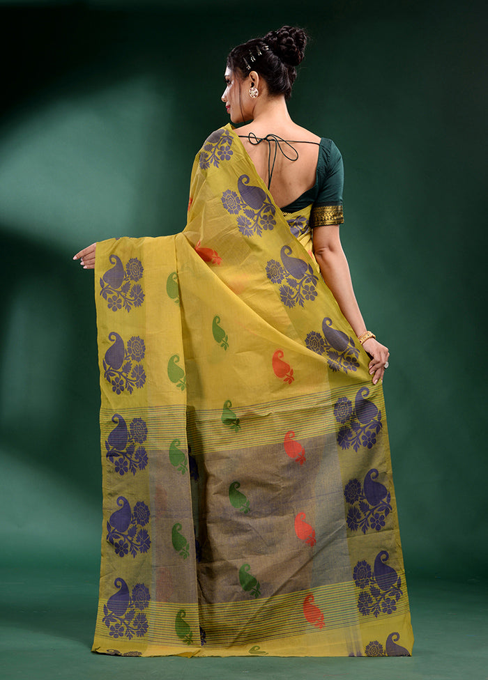 Yellow Cotton Saree With Blouse Piece - Indian Silk House Agencies