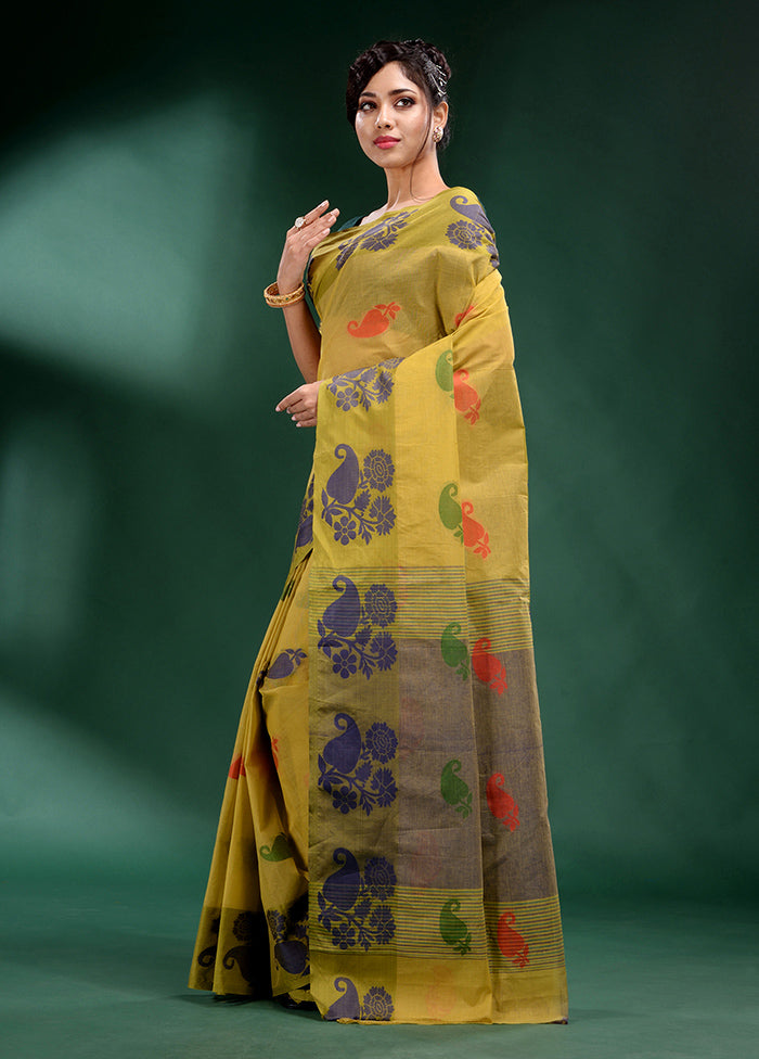 Yellow Cotton Saree With Blouse Piece - Indian Silk House Agencies