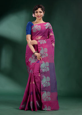 Fuchsia Cotton Saree With Blouse Piece - Indian Silk House Agencies