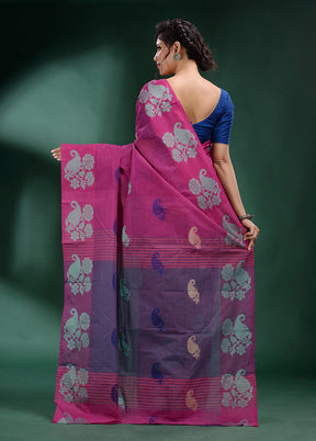 Fuchsia Cotton Saree With Blouse Piece - Indian Silk House Agencies