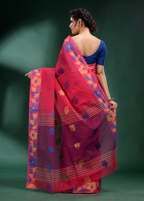 Fuchsia Pure Cotton Saree With Blouse Piece - Indian Silk House Agencies